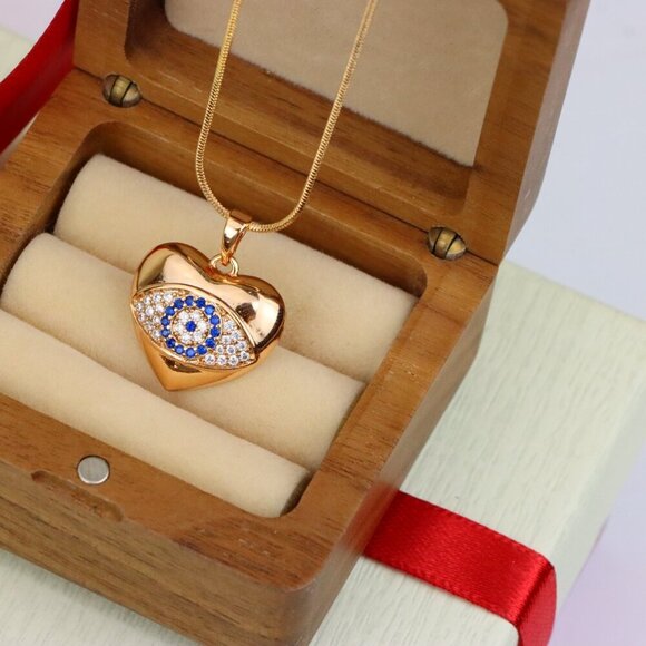 "Heart Shape Evil Eye Pendant in Rose Gold Finish, XPPT1576 - Picture 7 of 13
